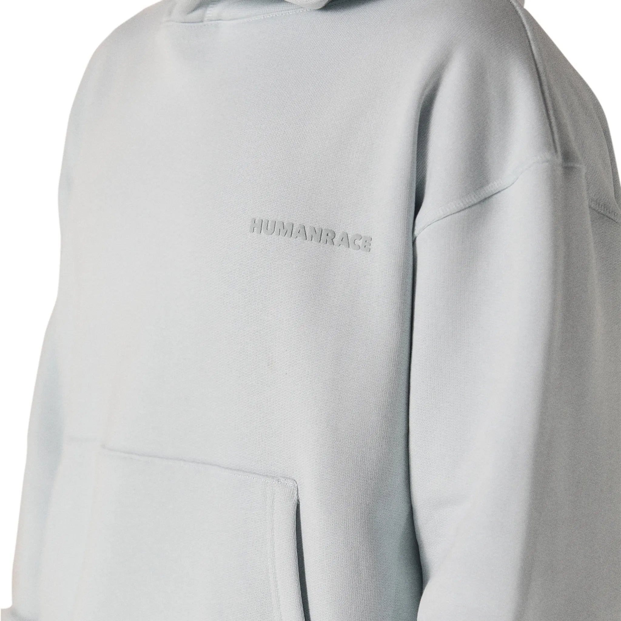 Model chest view of Human Race Erisi Soft Blue Hoodie